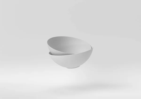 Creative Minimal Paper Idea Concept White Bowl White Background Render — Stock Photo, Image