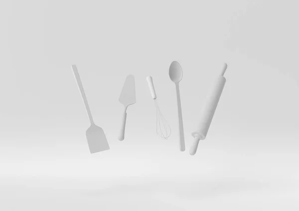 Idée Papier Minimale Créative Concept Outils Cuisson Blanc Avec Fond — Photo