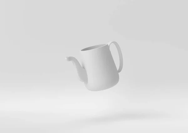 Creative Minimal Paper Idea Concept White Kettle White Background Render — Stock Photo, Image