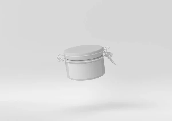 創造的な最小限の紙のアイデア 白い背景の白い収納ジャーをコンセプト 3Dレンダリング 3Dイラスト — ストック写真