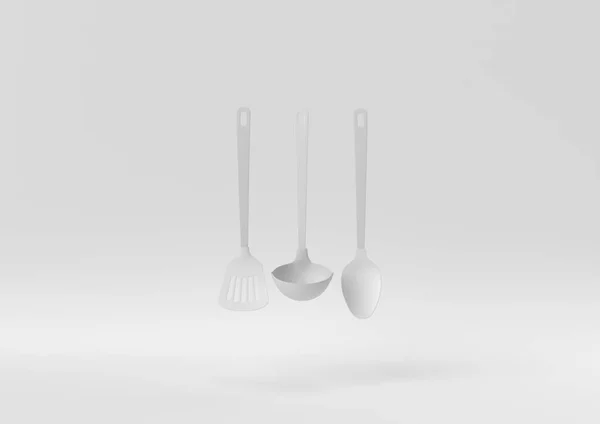Creative Minimal Paper Idea Concept White Equipment Kitchen Tools White — Stock Photo, Image