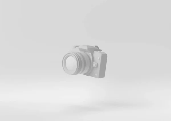 創造的な最小限の紙のアイデア 白い背景を持つコンセプトホワイトカメラ 3Dレンダリング 3Dイラスト — ストック写真