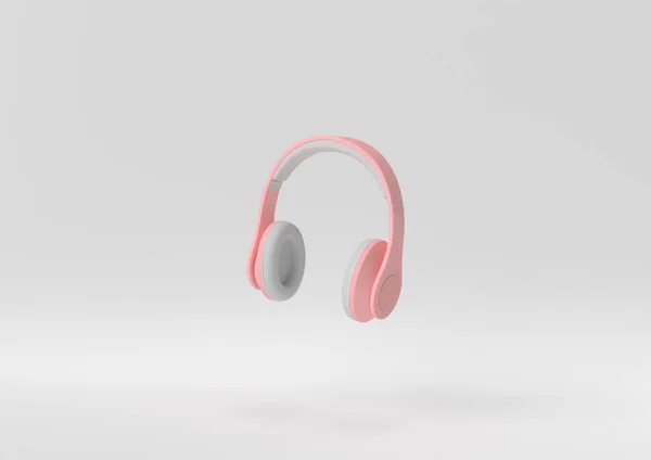 Creativa Idea Papel Mínimo Concepto Auriculares Blancos Rosados Con Fondo — Foto de Stock