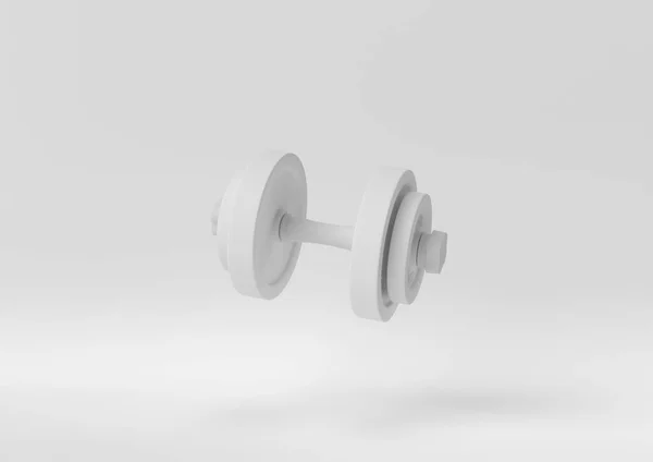 Kreative Minimalpapier Idee Konzept Weiße Fitnessgeräte Mit Weißem Hintergrund Renderer — Stockfoto