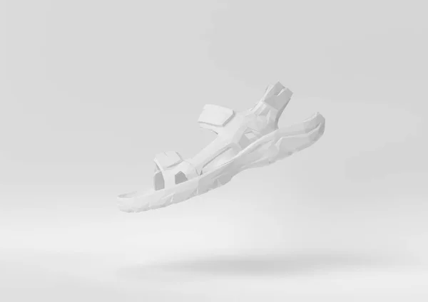 創造的な最小限の紙のアイデア 白い背景を持つコンセプトの白い靴 3Dレンダリング 3Dイラスト — ストック写真