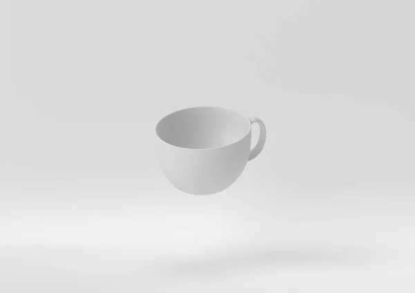 Kreative Minimalpapier Idee Konzept Weiße Kaffeetasse Mit Weißem Hintergrund Renderer — Stockfoto
