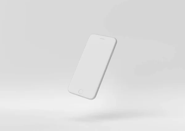 Kreatywny Minimalny Pomysł Papier Koncepcja Biały Telefon Białym Tle Renderowanie — Zdjęcie stockowe