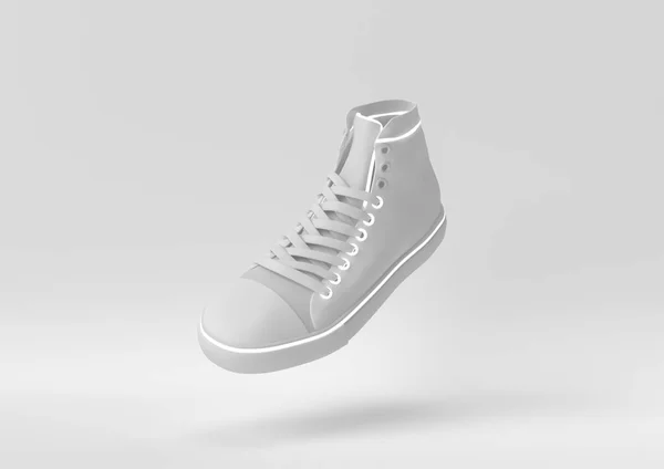 創造的な最小限の紙のアイデア 白い背景を持つコンセプトの白い靴 3Dレンダリング 3Dイラスト — ストック写真