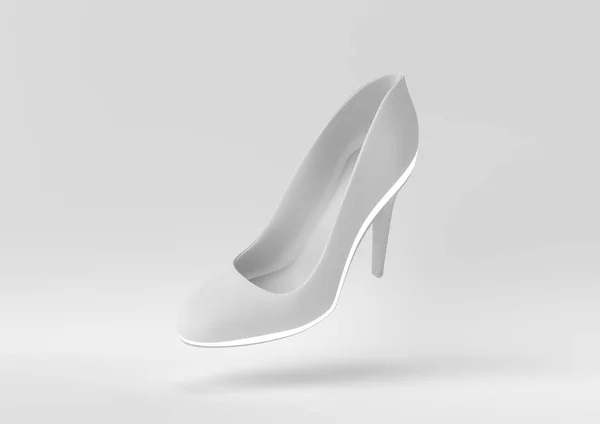 Creative Minimal Paper Idea Concept White Shoe White Background Render — Stock Photo, Image