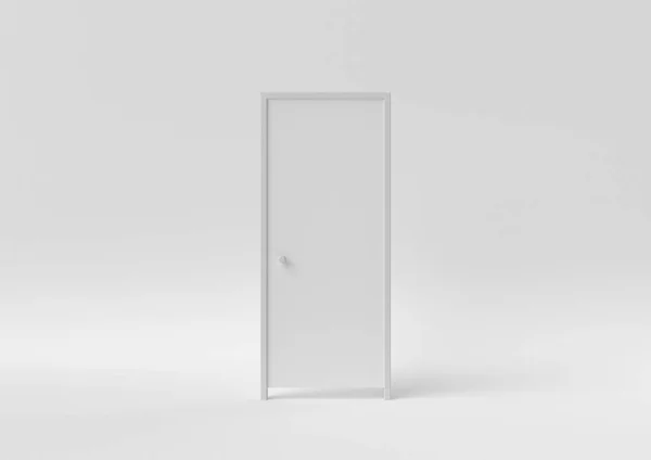 Porte Blanche Fermée Sur Fond Blanc Concept Minimal Idée Créative — Photo