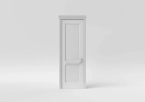 关闭白色背景的白色大门 最小的概念创意 3D渲染 — 图库照片
