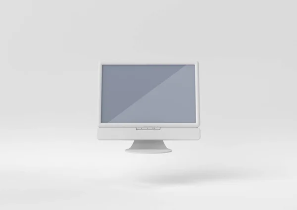 Weißer Fernseher Auf Weißem Hintergrund Minimale Konzeptidee Renderer — Stockfoto