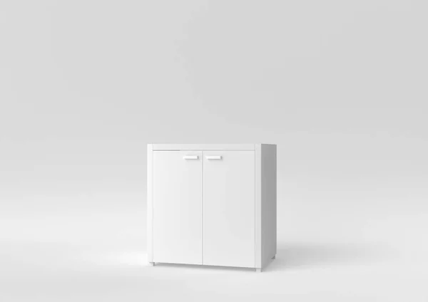 White Bedside Table Storage Cabinet White Background Minimal Concept Idea — Stock Photo, Image