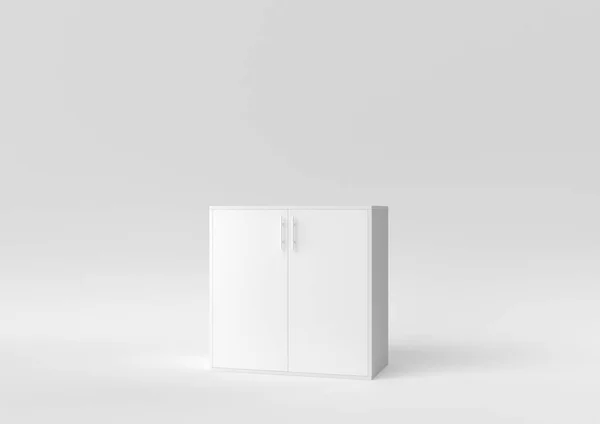Weißer Nachttisch Oder Aufbewahrungsschrank Auf Weißem Hintergrund Minimale Konzeptidee Monochrom — Stockfoto