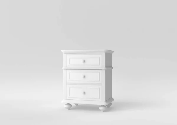 Elegant White Chest Drawers White Background Minimal Concept Idea Monochrome — Stock Photo, Image