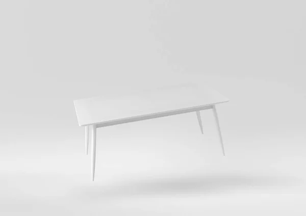 Table Moderne Blanche Table Manger Flottant Sur Fond Blanc Idée — Photo