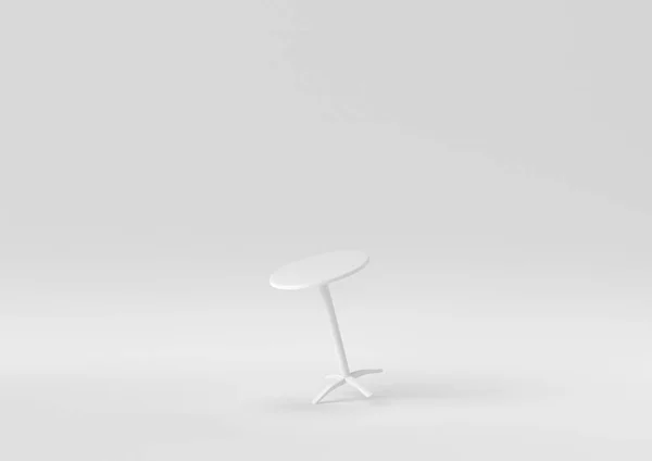 Table Ronde Blanche Sur Fond Blanc Idée Concept Minimal Monochrome — Photo