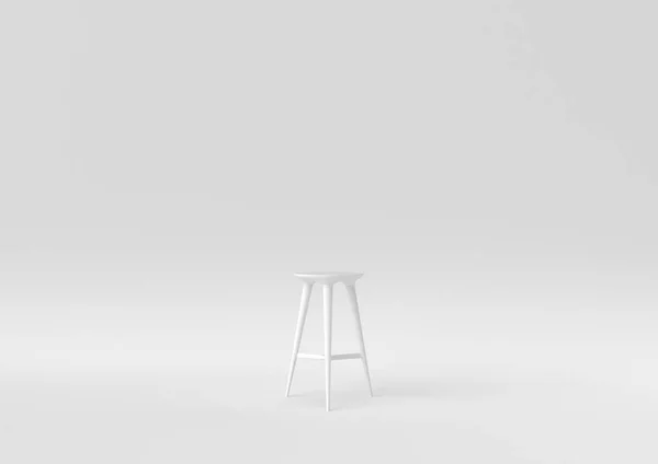 Wit Moderne Barkruk Witte Achtergrond Minimaal Concept Idee Monochroom Renderen — Stockfoto