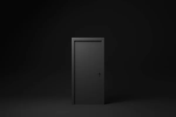 黑色背景上的黑色大门关闭 最小的概念创意 3D渲染 — 图库照片