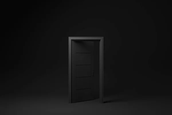 Schwarze Tür Offener Eingang Kreativen Ideen Oder Neuem Leben Vor — Stockfoto