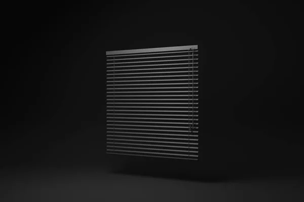 黑色的威尼斯百叶窗漂浮在黑色的背景上 最小的概念概念 3D渲染 — 图库照片