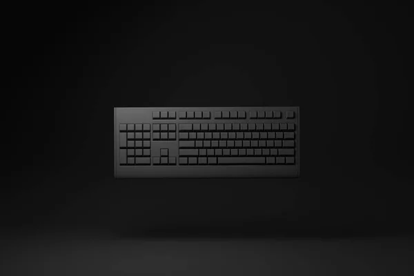 Clavier Ordinateur Noir Flottant Sur Fond Noir Idée Concept Minimal — Photo