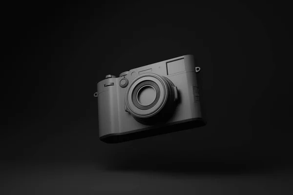 Caméra Film Mode Flottant Sur Fond Noir Idée Concept Minimal — Photo