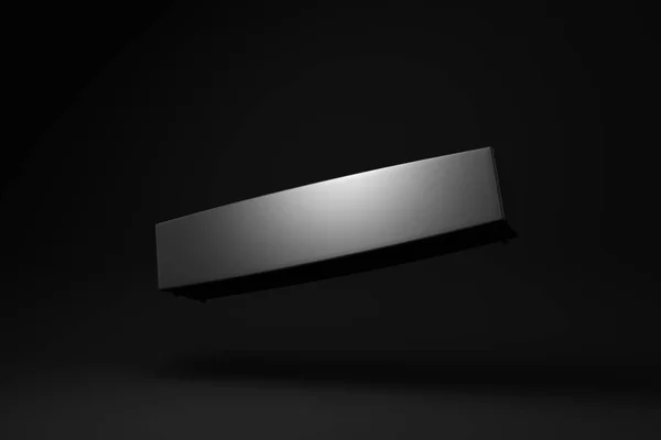 黑色无线音箱扬声器漂浮在黑色背景上 最小的概念概念 3D渲染 — 图库照片
