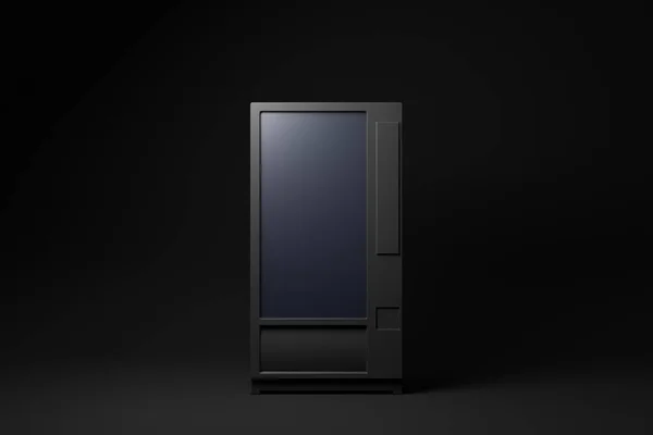 Black Vending Machine Плаває Чорному Тлі Мінімальна Ідея Монохромний Рендеринг — стокове фото