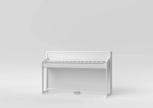 白色大钢琴 背景为白色 最小的概念创意 3D渲染 — 图库照片