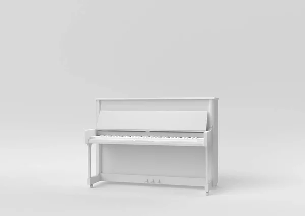 Fehér Grand Zongora Fehér Háttérrel Minimális Koncepció Ötlet Kreatív Monokróm — Stock Fotó