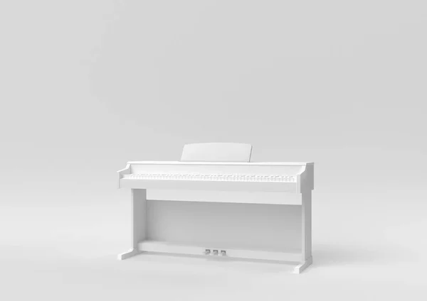 화이트 그랜드 피아노의 배경은 흰색이다 최소한의 개념적 단색이야 렌더링 — 스톡 사진