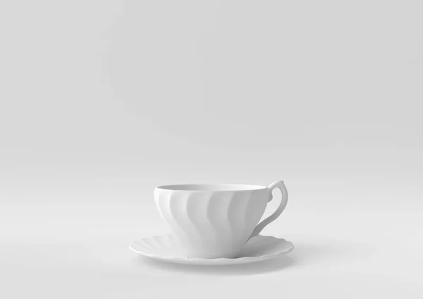Fehér Kávé Csésze Fényűző Lebeg Fehér Háttérben Minimális Koncepció Ötlet — Stock Fotó