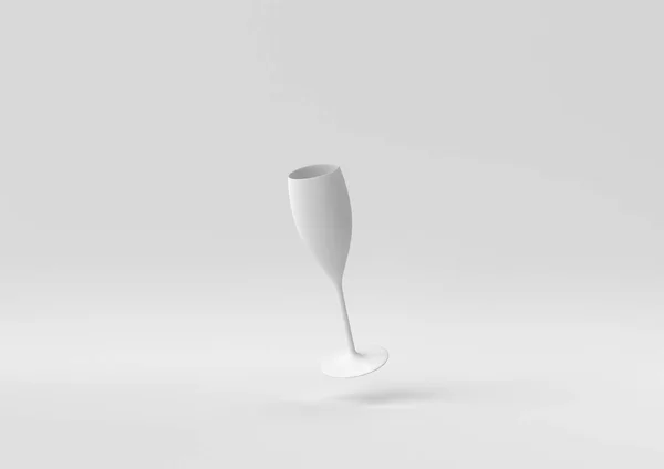 Bicchiere Vino Bianco Galleggiante Sfondo Bianco Idea Concetto Minimale Creativo — Foto Stock