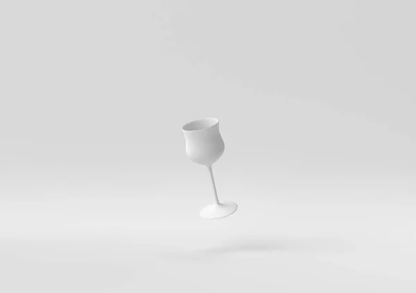 Склянка Білого Вина Плаває Білому Тлі Мінімальна Концепція Ідеї Творча — стокове фото