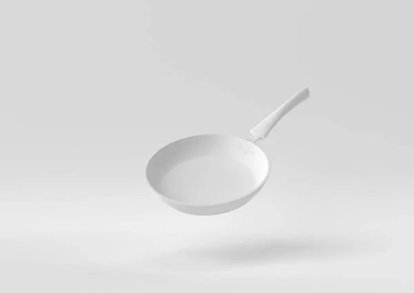 白色的飞碟漂浮在白色的背景上 最小的概念创意 3D渲染 — 图库照片