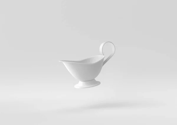 White Pitcher Milk Jug Floating White Background Minimal Concept Idea — Stock Photo, Image