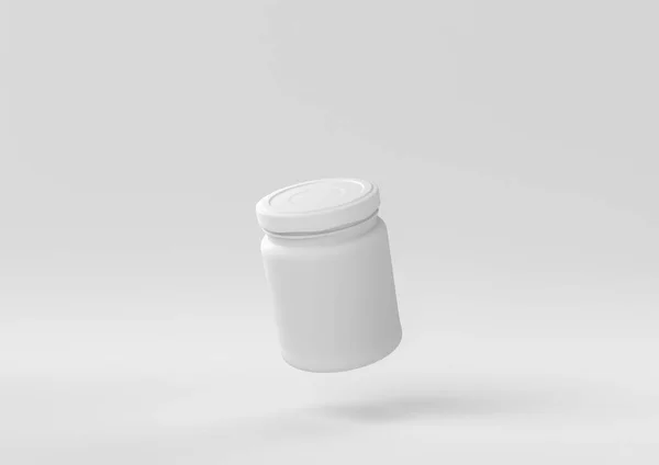 White Jar Floating White Background Minimal Concept Idea Creative Monochrome — Stock Photo, Image