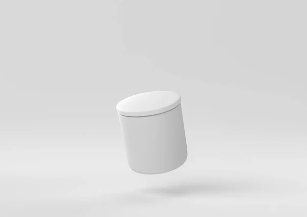 White Jar Floating White Background Minimal Concept Idea Creative Monochrome — Stock Photo, Image