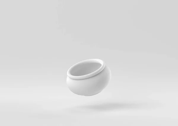 White Pottery Floating White Background Minimal Concept Idea Creative Monochrome — Stock Photo, Image