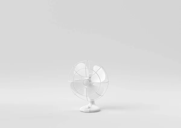Белый Ретро Вентилятор Белом Фоне Минимальная Идея Творческая Монохромный Рендеринг — стоковое фото