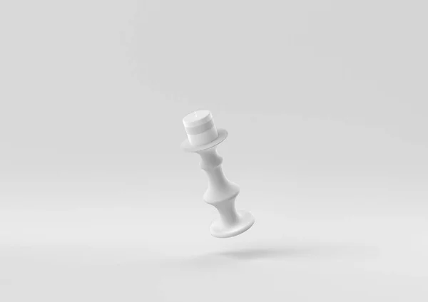 Witte Kandelaar Witte Achtergrond Minimaal Concept Idee Creatief Monochroom Weergave — Stockfoto