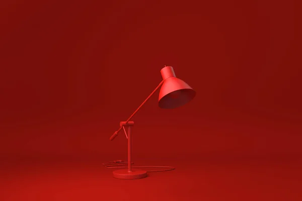 Κόκκινο Φωτιστικό Γραφείου Κόκκινο Φόντο Ελάχιστη Ιδέα Δημιουργική Μονόχρωμη Απόδοση — Φωτογραφία Αρχείου