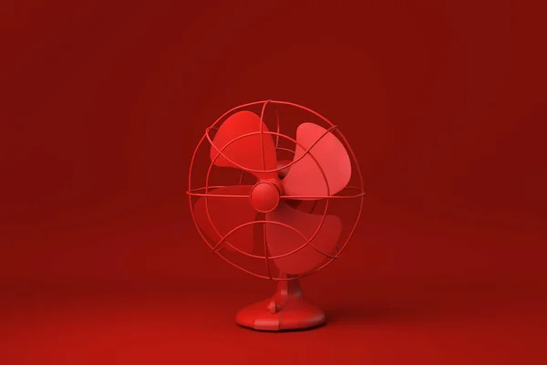 Roter Retro Fan Roten Hintergrund Minimale Konzeptidee Kreativ Monochrom Renderer — Stockfoto
