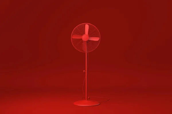 Red Retro Ventilátor Červeném Pozadí Minimální Koncepce Nápadu Kreativní Monochromatický — Stock fotografie