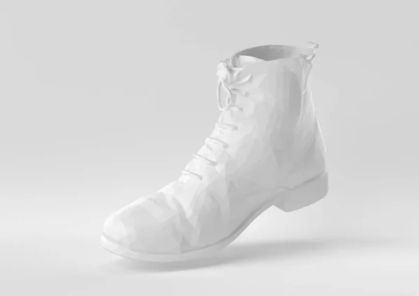 Bílá Bota Plovoucí Bílém Pozadí Minimální Koncepce Nápadu Kreativní Origami — Stock fotografie