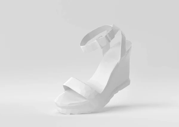 Witte Schoen Drijvend Witte Achtergrond Minimaal Concept Idee Creatief Origami — Stockfoto