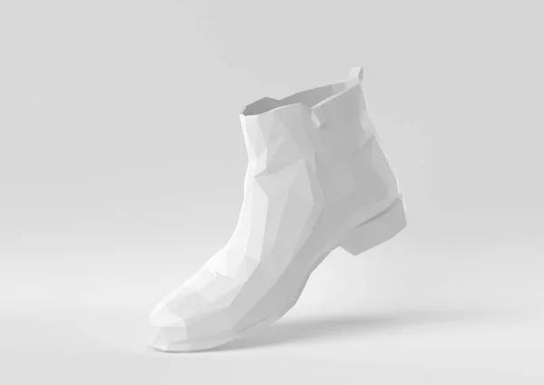 Witte Schoen Drijvend Witte Achtergrond Minimaal Concept Idee Creatief Origami — Stockfoto