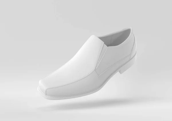 Witte Schoen Drijvend Witte Achtergrond Minimaal Concept Idee Creatief Weergave — Stockfoto