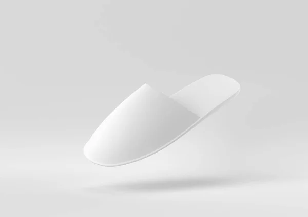 Pantoufles Blanches Flottant Fond Blanc Concept Minimal Idée Créative Rendu — Photo